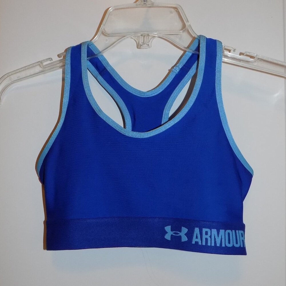 UNDER ARMOUR Sports Bra Womens Royal Blue Activewear XS Cheer Dance